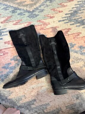 Tommy Hilfiger Black Suede & Leather Boots